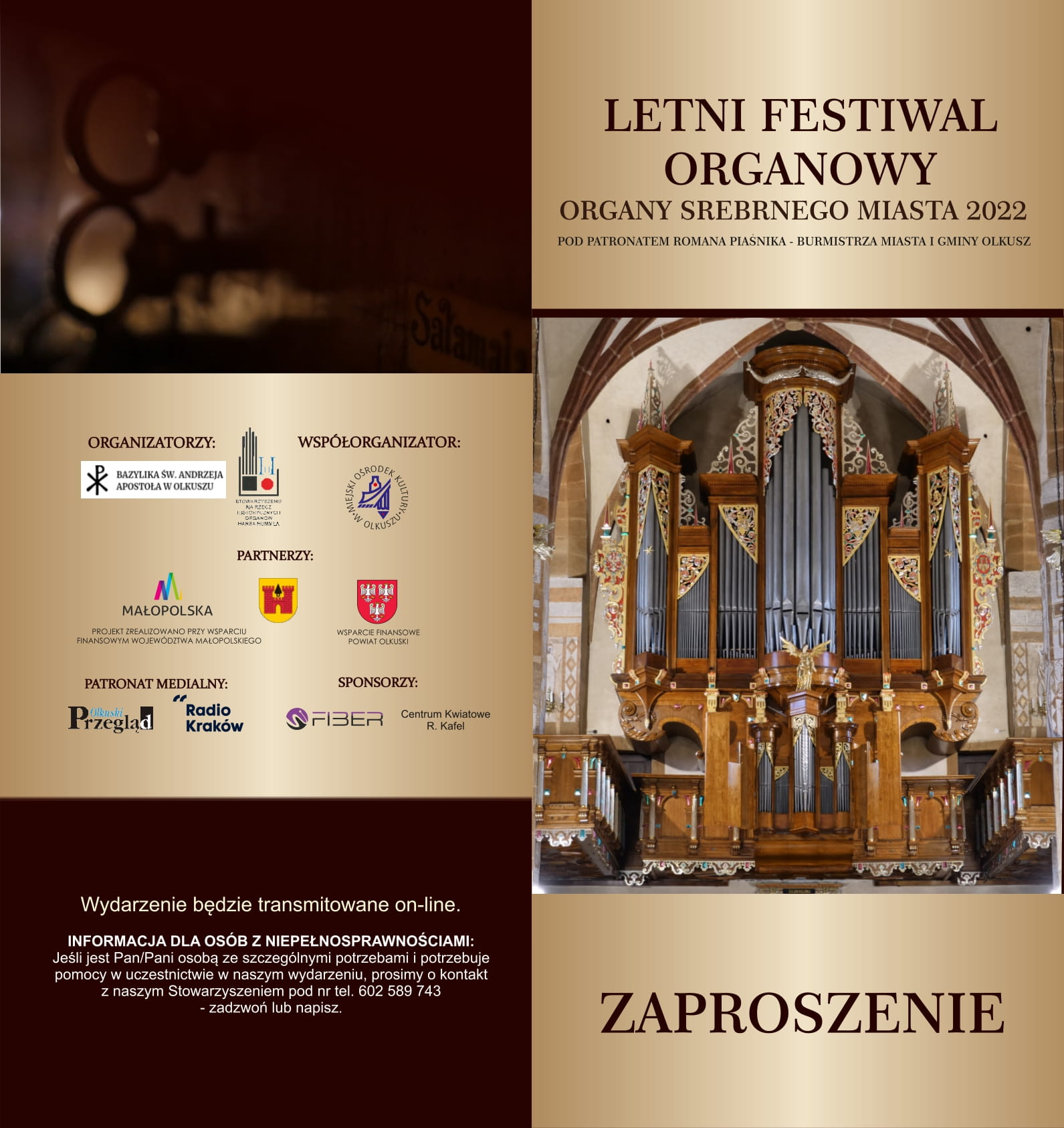 Letni Festiwal Organowy zaproszenie final 1